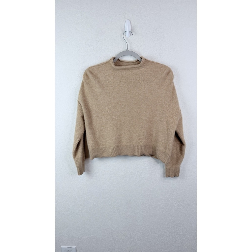 Pilcro Alani 100% Cashmere Sweater Women's S Camel Beige Mock Neck Quiet Luxury - Picture 4 of 4